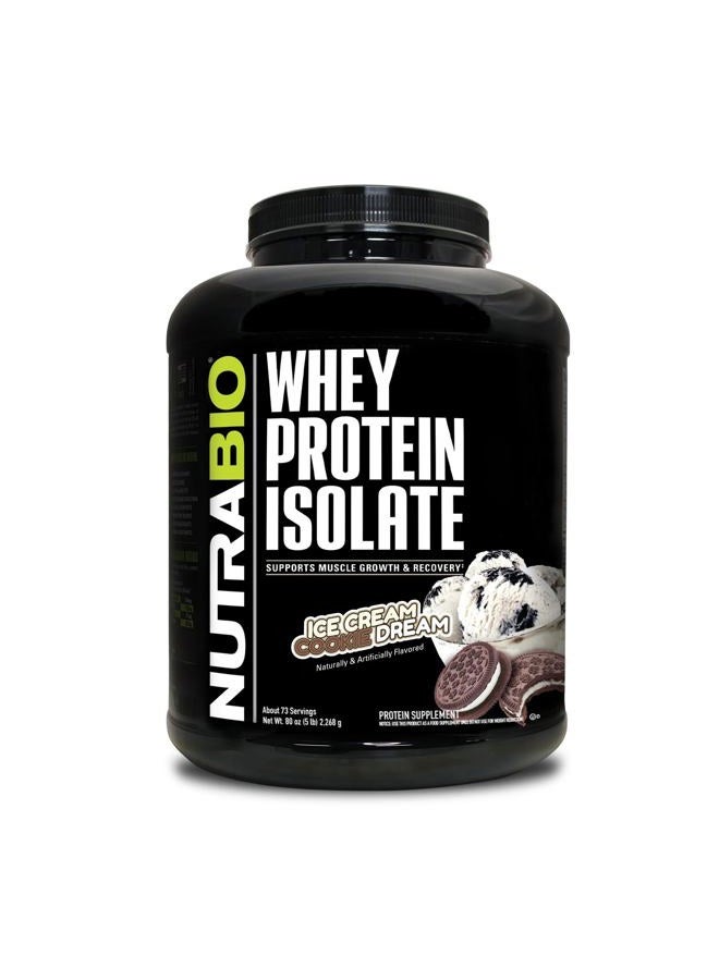 NutraBio Whey Protein Powder Isolate Supplement – 25g of Protein Per Scoop with Complete Amino Acid Profile - Soy and Gluten Free - Zero Fillers and Non-GMO - Ice Cream Cookie Dream - 5 Lbs. - Image 1