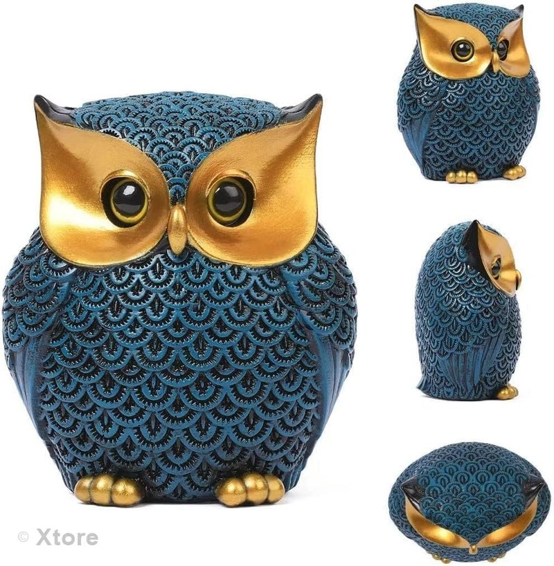 Xtore® Modern Classy Lucky Owl Resin Art Figure Showpiece (Blue), 1 Piece - Image 2