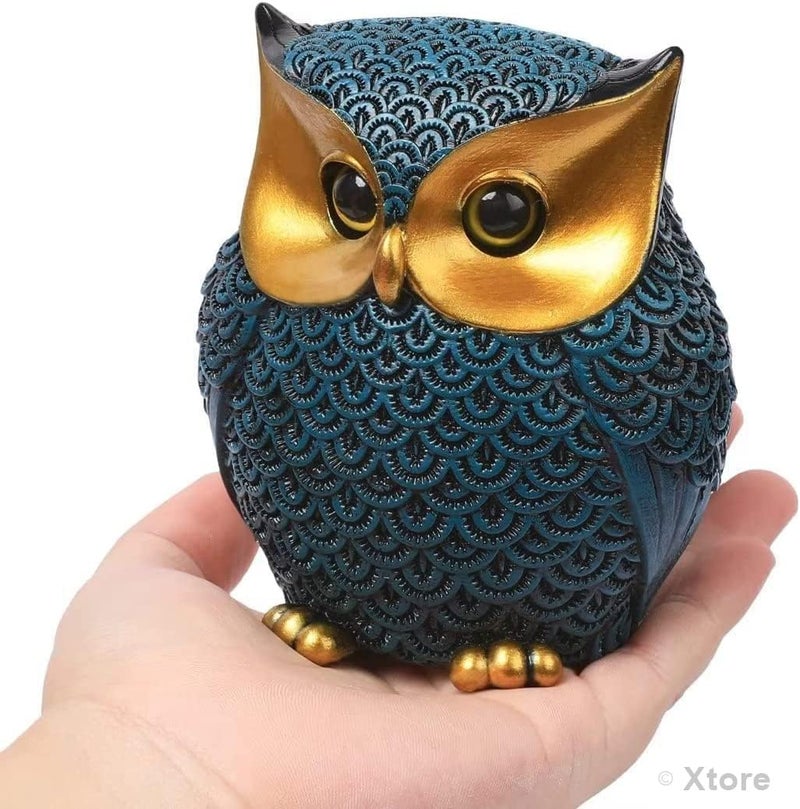 Xtore® Modern Classy Lucky Owl Resin Art Figure Showpiece (Blue), 1 Piece - Image 3