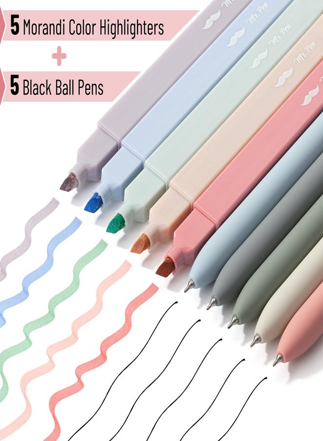 Mr. Pen Aesthetic Gel Pens & Highlighters No Bleed, 10 Pack - Morandi Color Bible Pens, Black Ink - Image 2