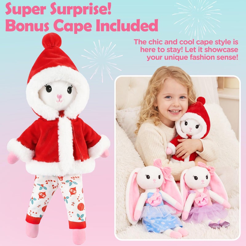 URMYWO Ballerina Doll Stuffed Animal Girl Toys Age 3-8, Rabbit Ballet Dress Up Doll Toys, Easter Basket Stuffers, Kids Pretend Play with 4 Set Clothes, Plush Bag, Easter Gifts for 3 4 5 6 7 8 Year Old Girls - Image 4