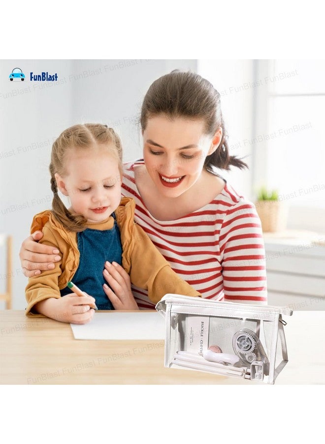 FunBlast Large Capacity Pvc Pencil Bag, Transparent Pencil Pouch With Zipper Closure Portable Makeup Pouch, Cute Stationery Bag For Students Girls Adults Office (White) - Image 5