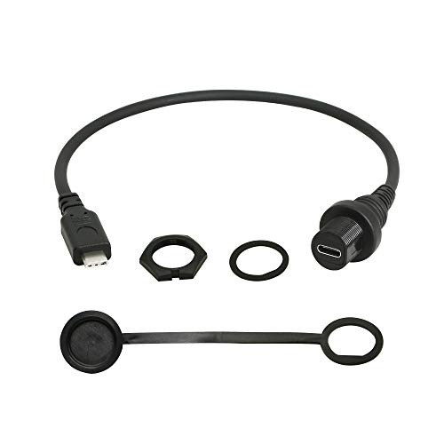 CERRXIAN 30cm USB Type C 2.0 Car Mount Dash Flush Waterproof Extension Cable for Car, Boat, Motorcycle, Truck Dashboard (USB-C) - Image 1