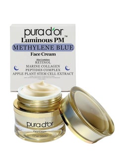 Pura d'or PURA D'OR 1.7 Oz Luminous PM Face Cream - Methylene Blue, Marine Collagen, Retinol, Peptides, Apple Stem Cell Extract - Anti-Aging Nighttime Moisturizer - Overnight Facial Treatment For Women & Men  - Image 1