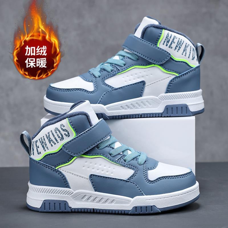 Winter Padded High-Top Sneakers for Children 735 White Moon [two cotton fleece-lined]]