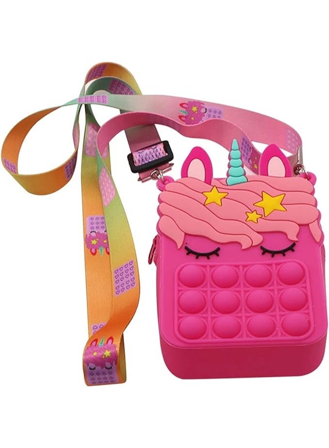 UNICORN Western Cross Silicone Bag with Interactive Sensory Bubble Pop Design, Shoulder Strap, Great for Girls, Kids and Women - Image 1