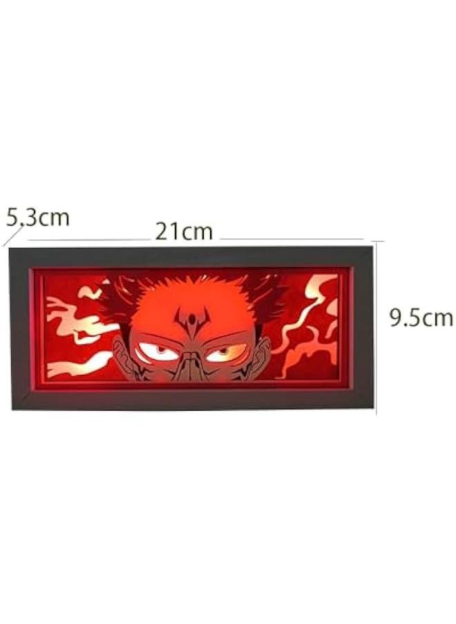 Generic - JJK Paper Cut Light Box Anime Lamp Fushiguro Megumi Paper Carving Lamp 3D Shaodw Box Frame Led Night Lamp 16-Color Changing Night Light for Bedroom Decoration - Image 1