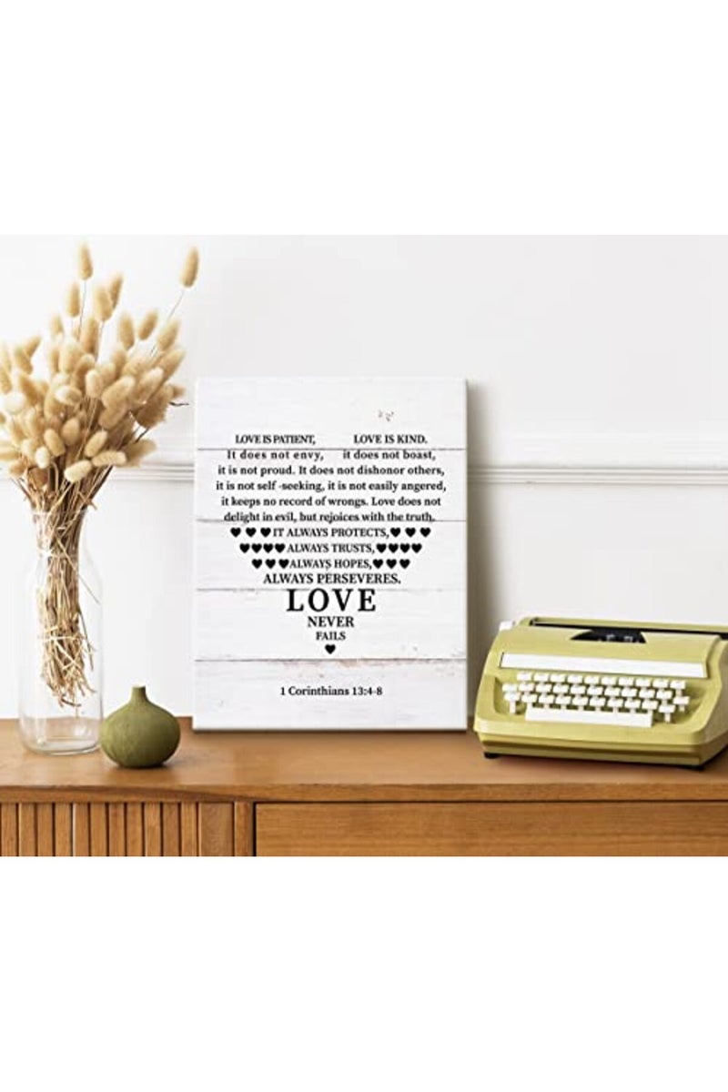WKYAER Love is Patient Love is Kind Wall Art, 1 Corinthians 13:4-8 Wall Art, Christian Inspirational Canvas Prints Poster Home Wall Art Decor, Hanging Farmhouse Wall Decor, Great Art Gift for Christian 12x15 - Image 4