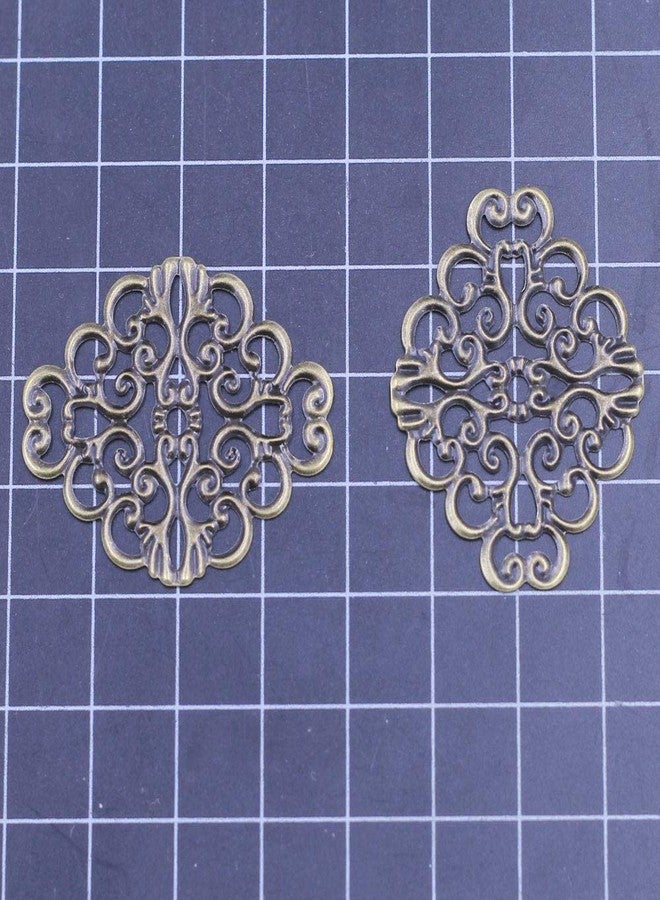 Jos JO's 10Pcs Filigree Carved Fashion Wrap Connectors Embellishments in Antique Bronze/Brass Finish for Metal Crafts Gift Decoration DIY Findings 37x30mm Sold ONLY by ASKJO - Image 4
