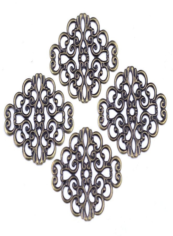 Jos JO's 10Pcs Filigree Carved Fashion Wrap Connectors Embellishments in Antique Bronze/Brass Finish for Metal Crafts Gift Decoration DIY Findings 37x30mm Sold ONLY by ASKJO - Image 3