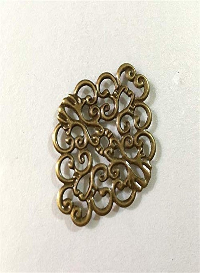 Jos JO's 10Pcs Filigree Carved Fashion Wrap Connectors Embellishments in Antique Bronze/Brass Finish for Metal Crafts Gift Decoration DIY Findings 37x30mm Sold ONLY by ASKJO - Image 2