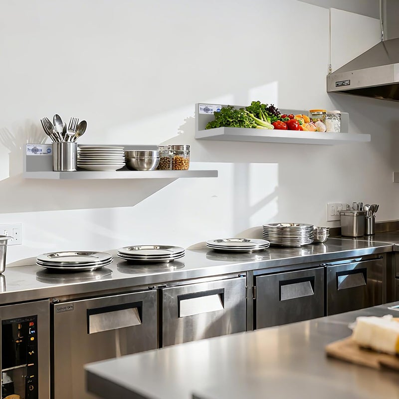 Profeeshaw Stainless Steel Shelf Wall Mounted Commercial Stainless Steel Shelves 8.6 * 16 Inch 44lb Heavy Duty Commercial Kitchen Shelf for Restaurant, Bar, Utility Room, Kitchen and Garage - Image 2