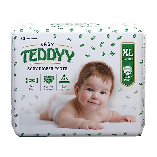 TEDDYY Easy Baby XL Size Diaper Pant Style | 26 Count (Extra Large) | 12-17 kgs (Pack of 1) | Long Protection Hours | Anti-Bacterial | Airy Breathable Fit | Rapid Soaker Channels with Wetness Indicator - Image 1