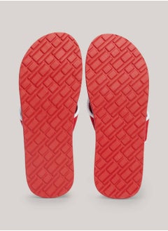 TOMMY HILFIGER Men's Hilfiger Monotype Webbing Strap Flip-Flops -  Polyester webbing upper, Red  - Image 3