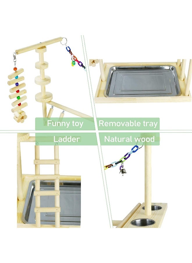 NeoStyle Bird Play Stand, Bird Playpen Exercise Gym, with Ladder Feeder Cup Bell Swing, Parrot Play Climb Gym for Parrots Conure Lovebirds (Playground) - Image 2