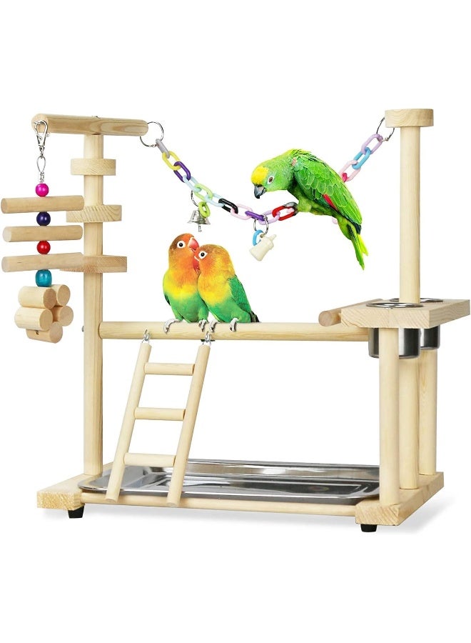 NeoStyle Bird Play Stand, Bird Playpen Exercise Gym, with Ladder Feeder Cup Bell Swing, Parrot Play Climb Gym for Parrots Conure Lovebirds (Playground) - Image 1