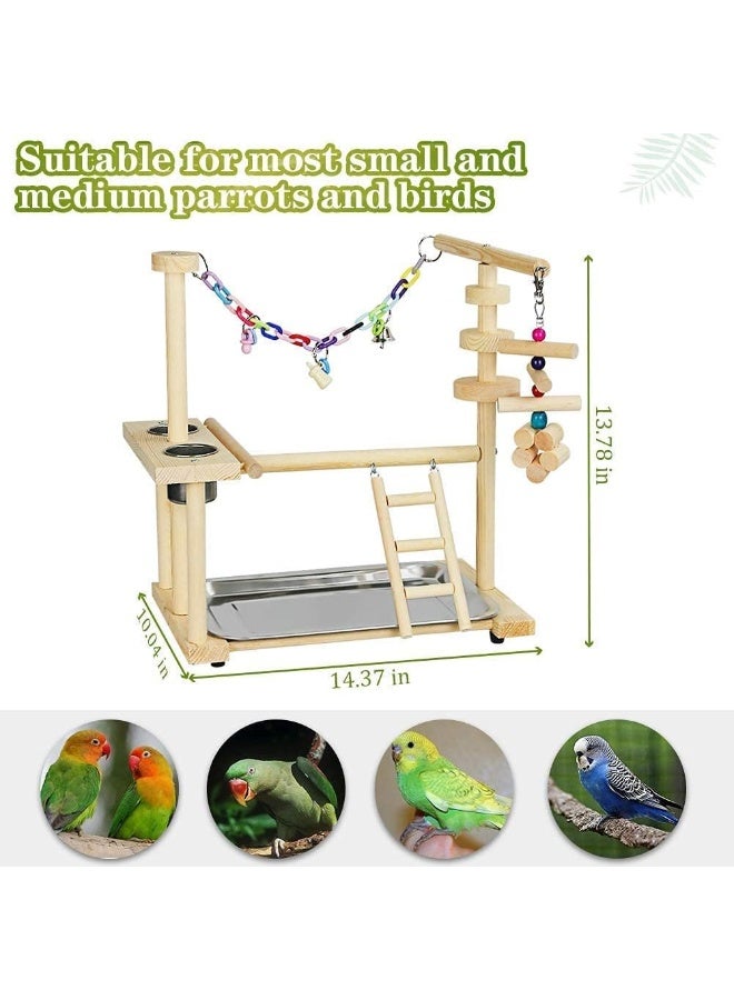NeoStyle Bird Play Stand, Bird Playpen Exercise Gym, with Ladder Feeder Cup Bell Swing, Parrot Play Climb Gym for Parrots Conure Lovebirds (Playground) - Image 3
