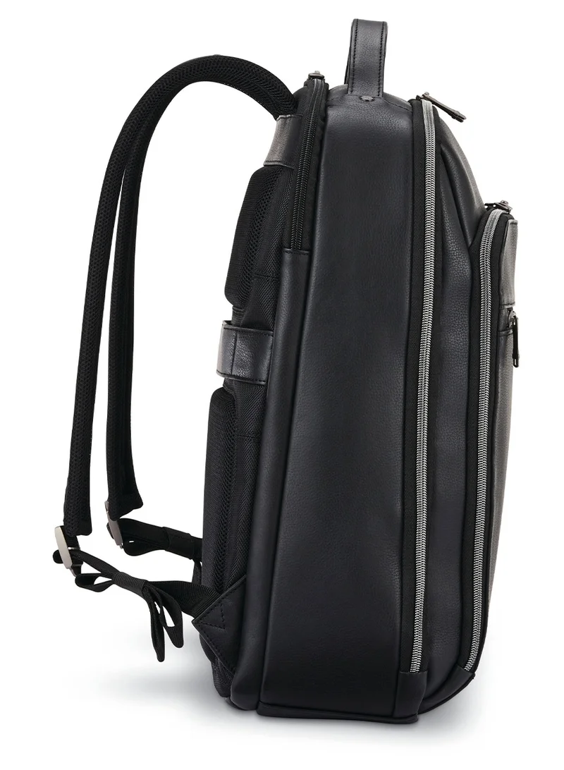 Samsonite Classic Leather Backpack, 100% Leather, Black|Front Pocket Compartment|Padded Ergo Back & Shoulder|File Storage Compartment|Laptop Compartment|Smart Sleeve - 2 Years International Warranty