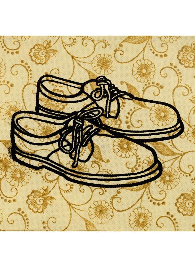 Kuber Industries Heart Home Metalic Floral Design 6 Piece Non Woven Travel Shoe Organizer Space Saving Fabric Storage Bags Organizer, Brown- HEART4075 - Image 3