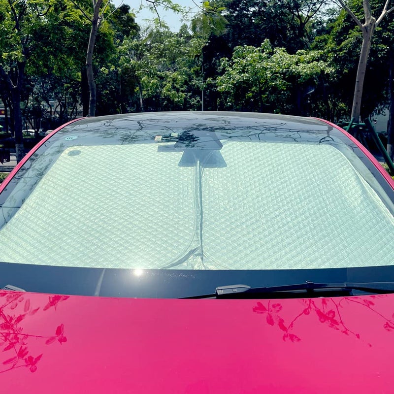 TESBEAUTY Tesla Windshield Shade Privacy Curtain Camping for Tesla Model Y 1Piece Sunshade UV Blocker 5Layer Darker Thicker Distinctive Texture Foldable Not Baggy Not Saggy