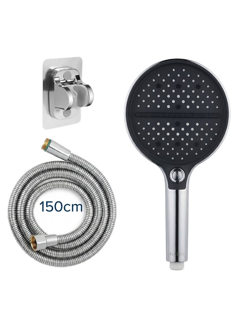 ALASEEL High-Pressure Handheld Shower Head Set - Includes Flexible Hose and Wall Mount Holder, Premium Chrome Finish Modern Design. - Image 1