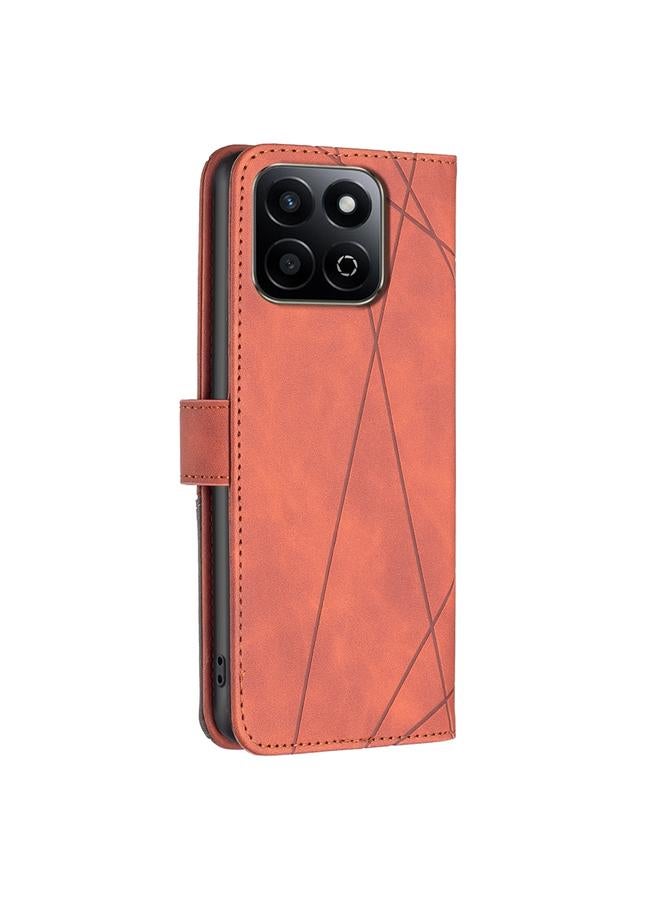 S-TOP Case For Honor 200 Smart / X7C Magnetic Buckle Rhombus Texture Leather Phone Case - Image 4