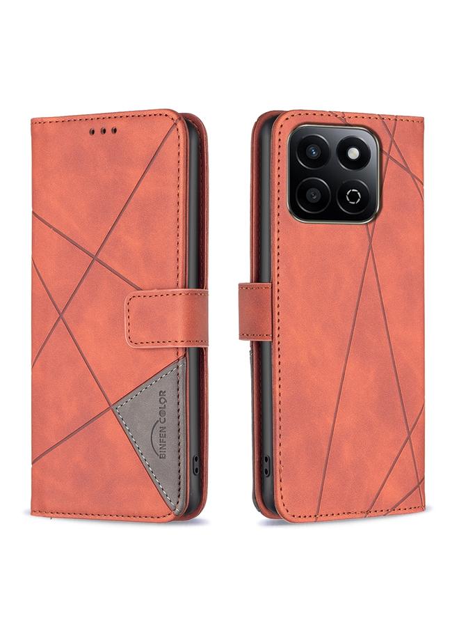 S-TOP Case For Honor 200 Smart / X7C Magnetic Buckle Rhombus Texture Leather Phone Case - Image 1