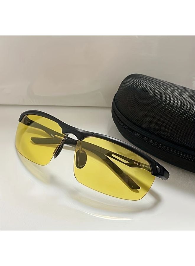 Modern Cycling Glasses Set With Night Vision Polarized Lens Case Bag And Cleaning Cloth - Image 3