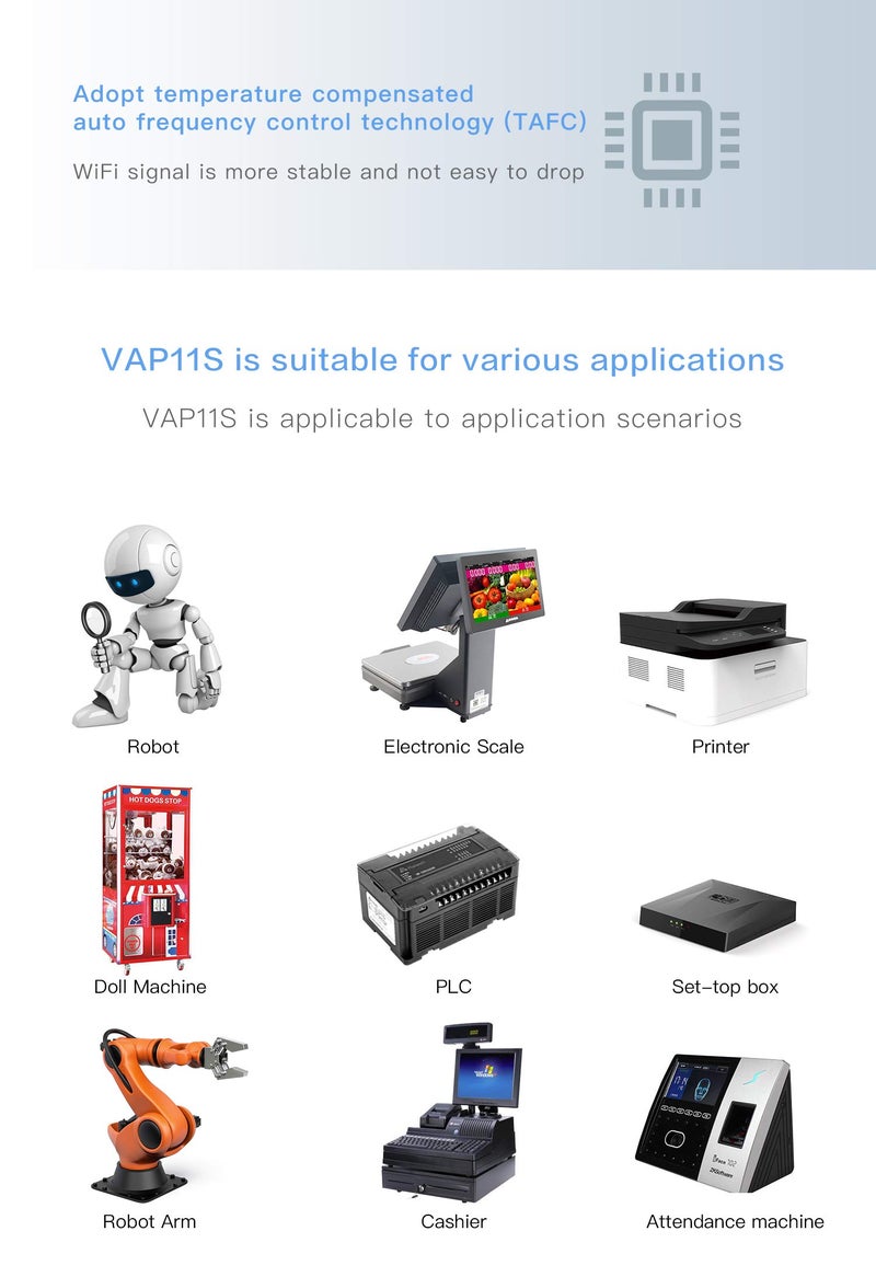 VONETS Industrial 2.4GHz WiFi Bridge Ethernet Wireless Repeater/Mini Router/WiFi Hotspot Extender/Signal Booster, USB/DC Powered, 2 RJ45 Ports for DVR, IP Camera, PLC, PS3, Network Devices VAP11S - Image 5