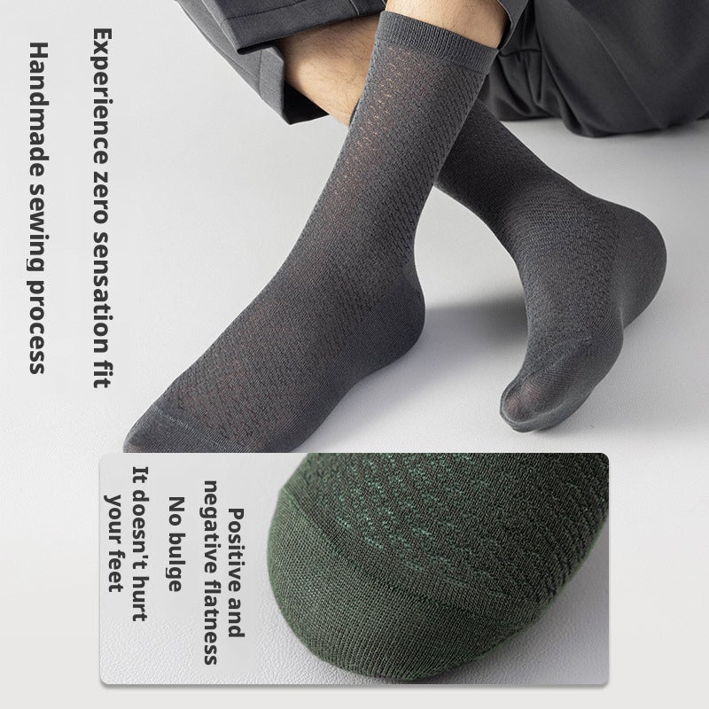 Bamboo Fiber Men's Mid-Calf Socks, Breathable Antibacterial Anti-Odor Moisture-Wicking for Summer - Image 2