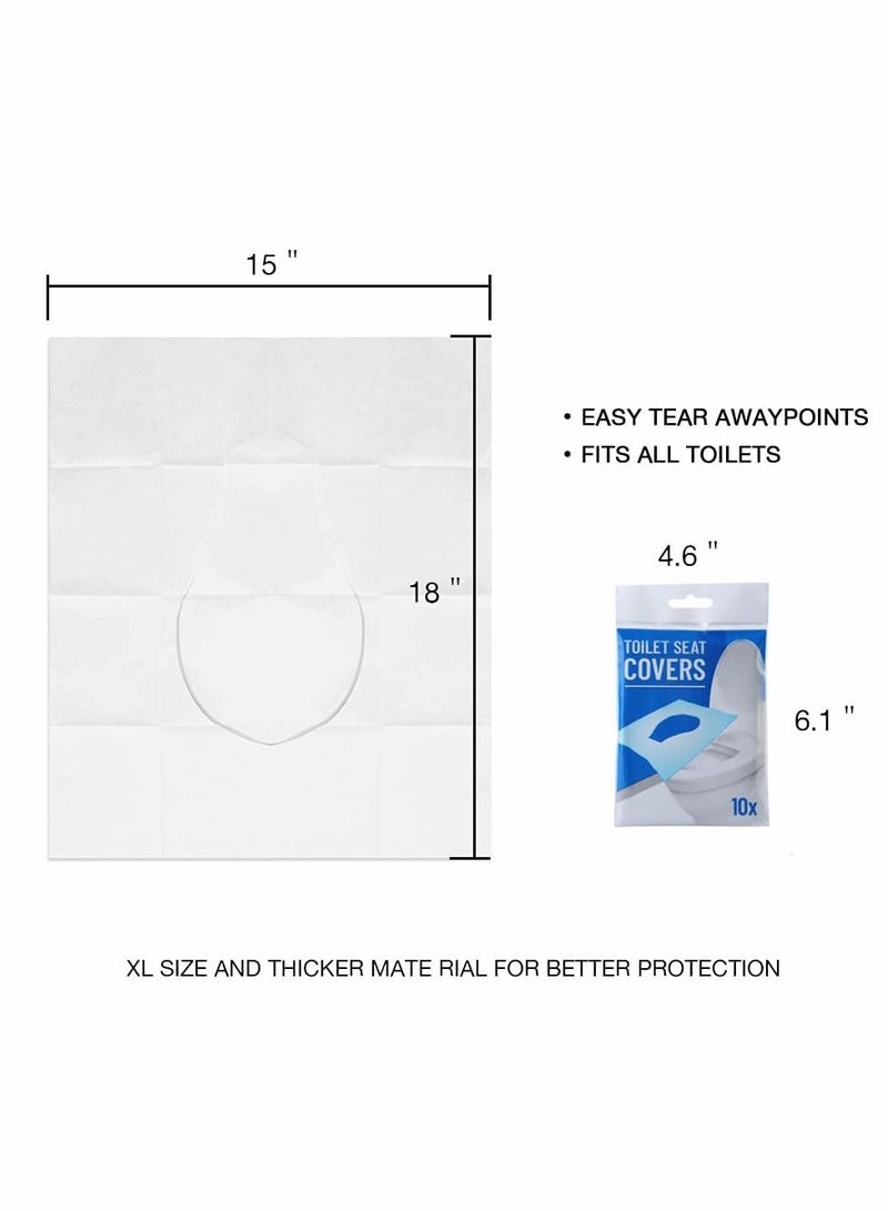 Toilet Seat Covers Disposable, 50-Count Flushable Paper Travel Toilet Seat Covers, Great Biodegrable Accessories for Public Restrooms, Airplane, Camping