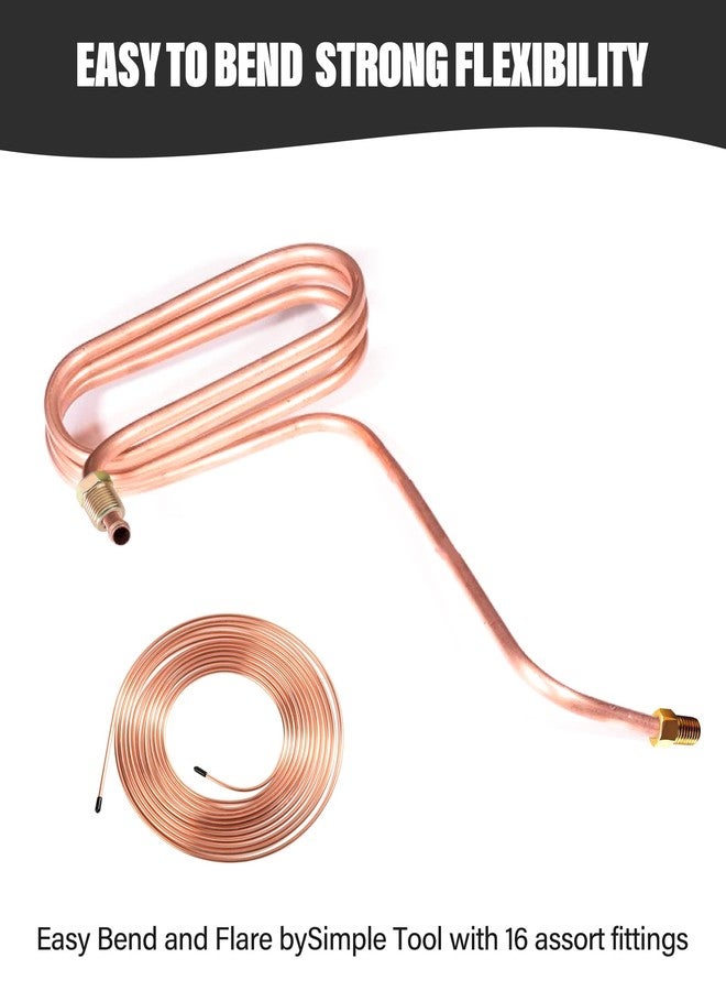 Sujade Yakefly 25 Ft. 3/16 Copper Nickel Brake Line,Rustproof Line Tubing Kit,Flexible Coated Coil With 16 Inverted Flare Fittings For Hydraulic Fuel Transmission (Gold) - Image 3
