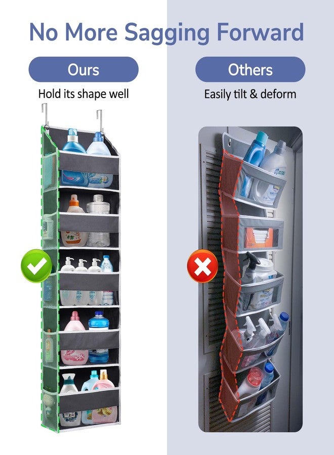 ULG 1 Pack Over Door Organizer with 5 Large and 10 Mesh Side Pockets, 44 lbs Weight Capacity Hanging Storage with Clear Window Kids Toys, Shoes, Diapers, Dark Grey, 5 Layers - Image 2
