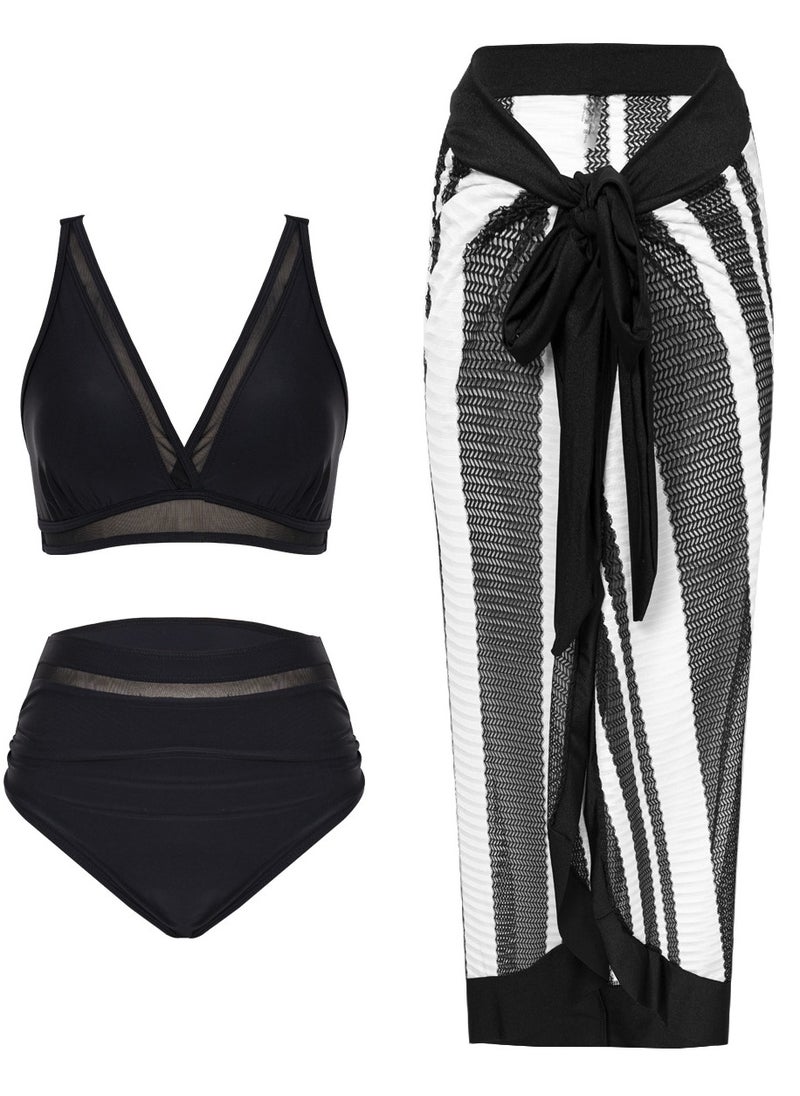 نادانباو السيدات بي تناسب الخامس الرقبة هالتر بادد بي ثونغ بيتش بلوزة سوداء