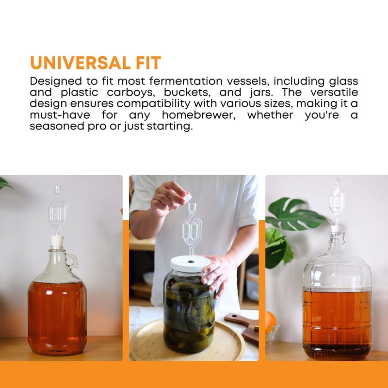 FastRack 1 gal Jug W/Twin bubble Airlock, Polyseal Lid, #6.5 Drilled Stopper - Image 3