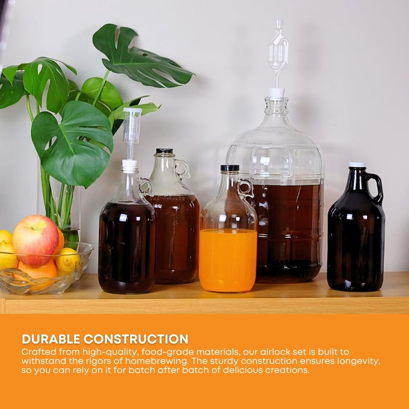 FastRack 1 gal Jug W/Twin bubble Airlock, Polyseal Lid, #6.5 Drilled Stopper - Image 4