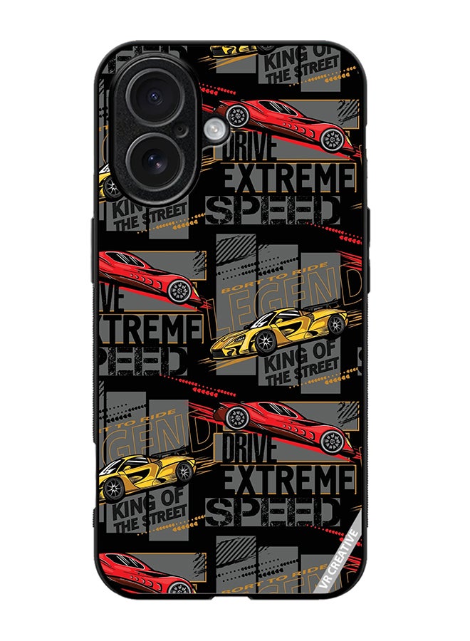 غطاء حماية لجهاز آبل آيفون 17 بتصميم نمط غير متقطع مع سيارات رياضية متعددة الألوان