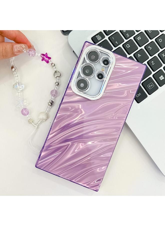 S-TOP Case For Samsung Galaxy S25 Ultra 5G Plating Glitter Texture Chain Wristband TPU Phone Case with Lens Film - Image 2