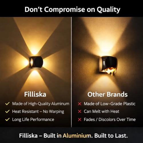 FILLISKA Aluminium LED Wall Light 4 Way Splitter, Warm White, IP-65 Rainproof & Shockproof Alluminium Body (2 Year Warranty) - Image 3