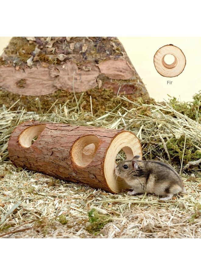 لعبة أنبوبية على شكل نفق فأر هامستر خشبي طبيعي، جذع شجرة مجوفة في الغابة - Image 2