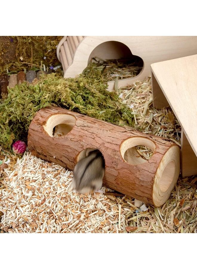 لعبة أنبوبية على شكل نفق فأر هامستر خشبي طبيعي، جذع شجرة مجوفة في الغابة - Image 3