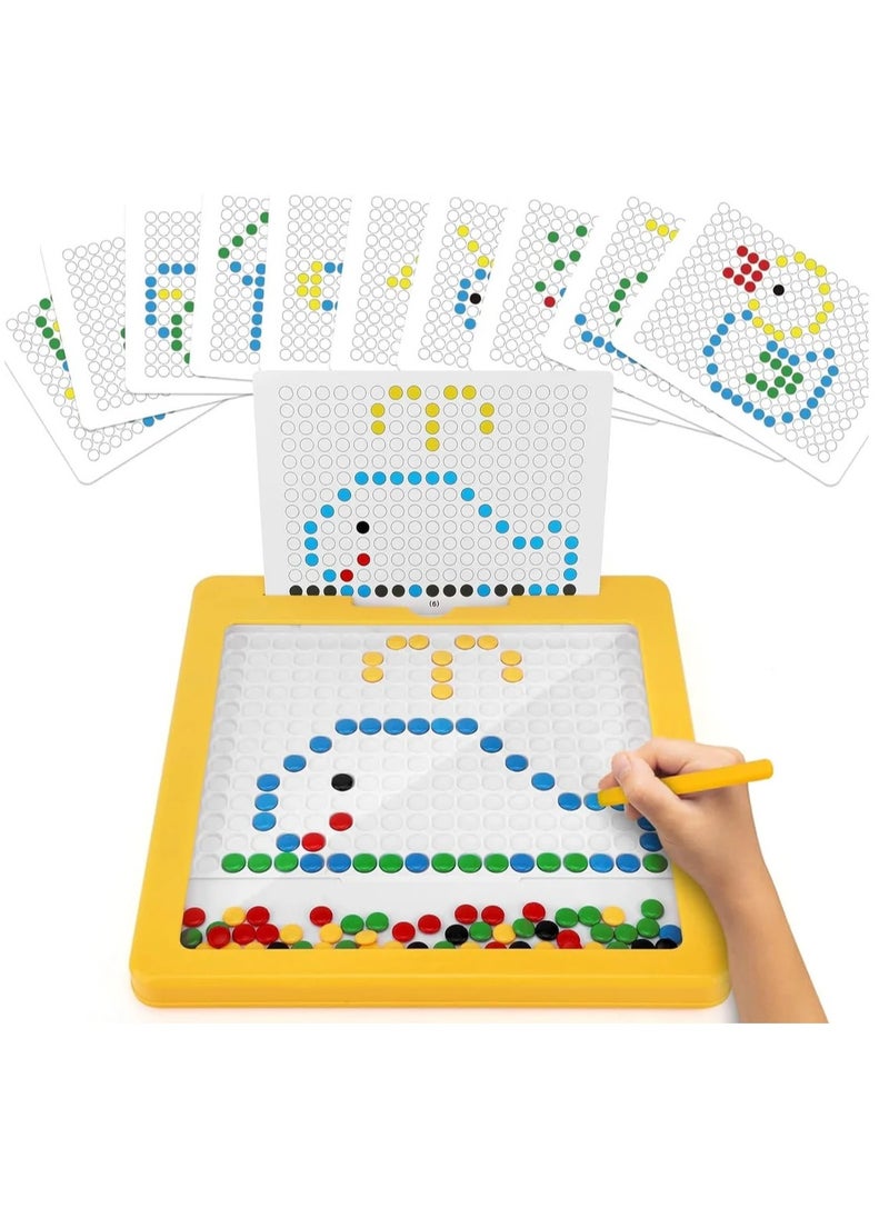 Boxwoods Magnetic Dots Board for Toddlers Montessori And Preschool Fun Art Educational Toy With Colourful Beads And Cards  - Image 1