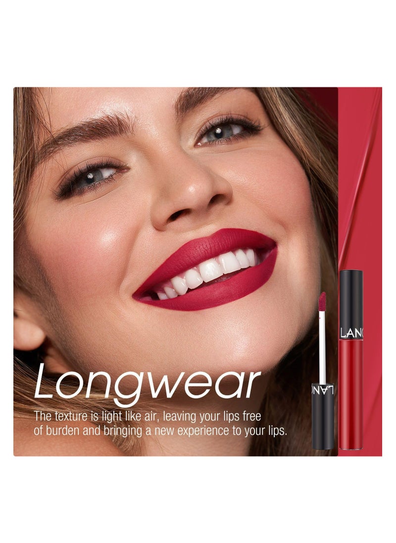 LANGMANNI Matte Lipstick: 12 Classic Colors, Non-Stick Cup Lip Gloss(#09)  - Image 2