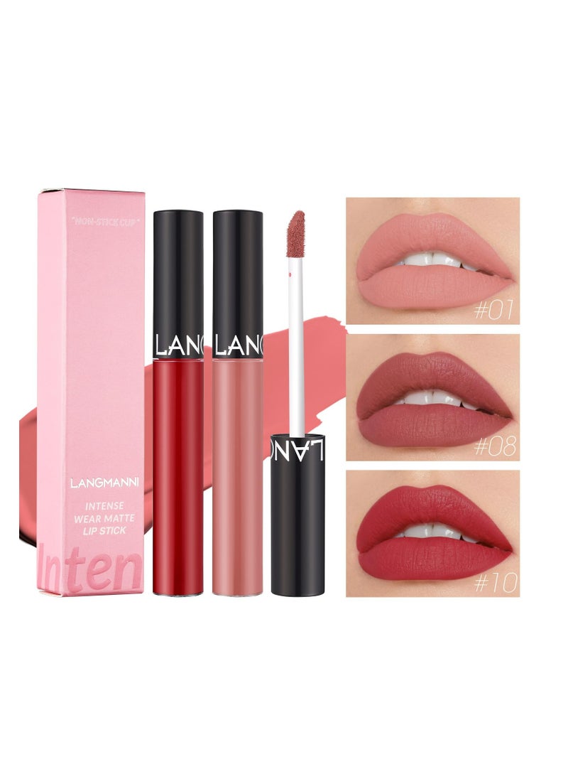 LANGMANNI Matte Lipstick: 12 Classic Colors, Non-Stick Cup Lip Gloss(#09)  - Image 4