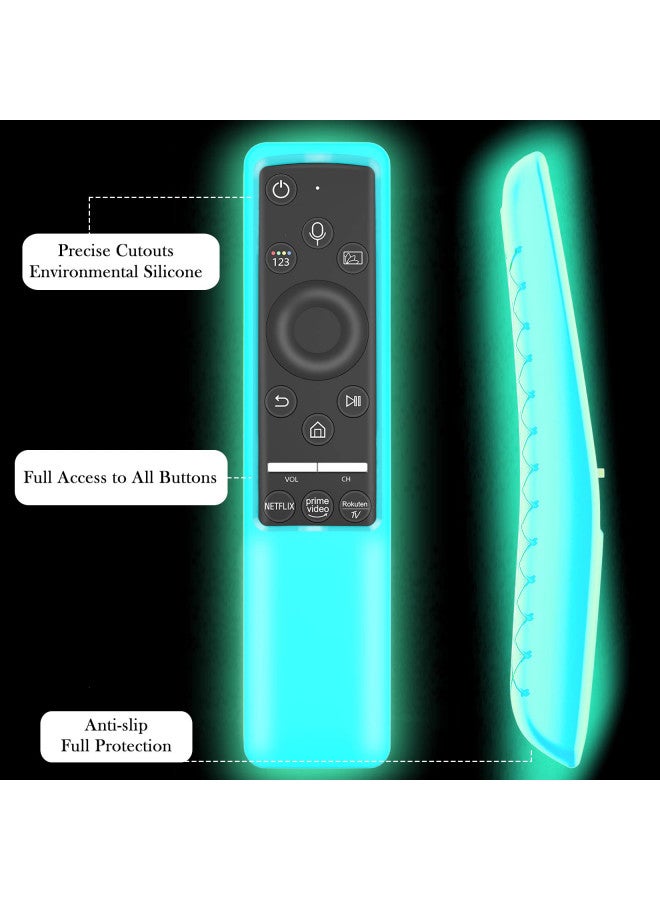 Lambcare Case Compatible with Samsung Smart TV Remote Controller BN59 Series, Light Weight Silicone Cover Protector Shockproof Anti-Slip Remote Skin Sleeve - Black (Glow Blue) - Image 3
