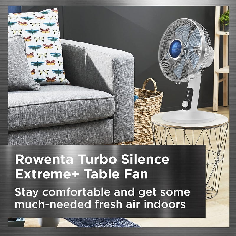 Rowenta Rowenta Desk Fan Turbo Silence Table Fan 12 Inches Ultra Quiet Fan for Bedroom Oscillating Portable 4 Speeds Manual Turn Dial White Indoor VU2730  - Image 2