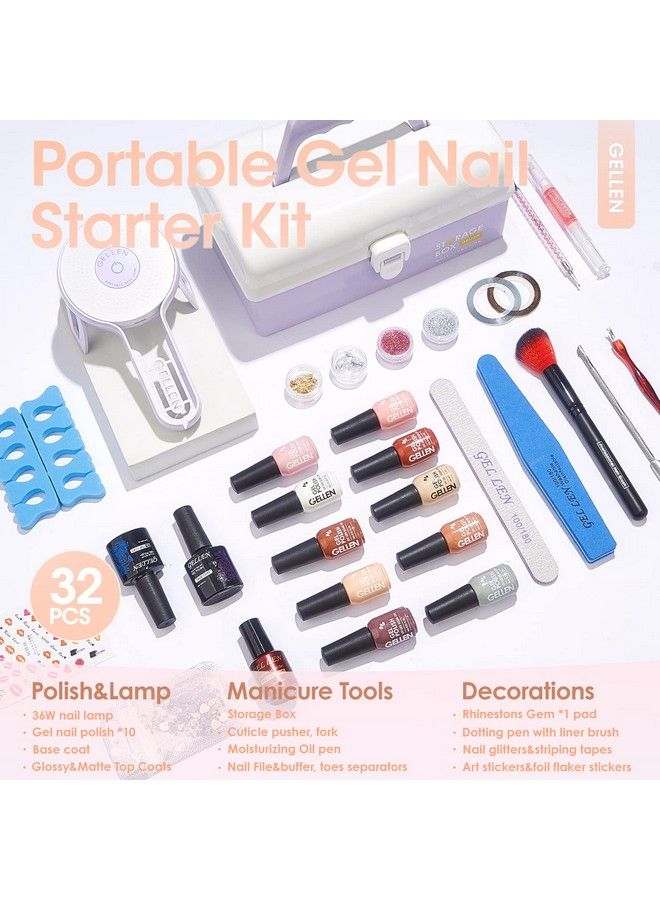 Gellen Gel Nail Polish Kit With U V Light 10 Colors Gentle Nude Tones Gel Nail Polish Kit With 36W Nail Lamp Gel Nail Polish Set Starter Kit With Storage Box Soak Off Nail Gel Kit Manicure Set - Image 3