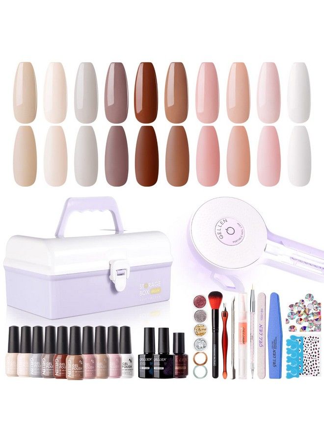 Gellen Gel Nail Polish Kit With U V Light 10 Colors Gentle Nude Tones Gel Nail Polish Kit With 36W Nail Lamp Gel Nail Polish Set Starter Kit With Storage Box Soak Off Nail Gel Kit Manicure Set - Image 2