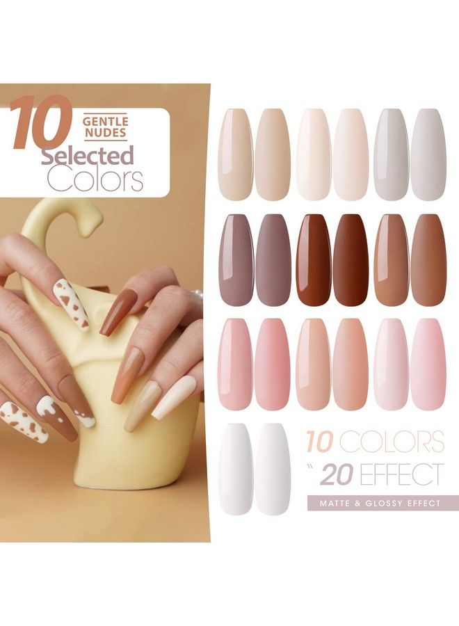 Gellen Gel Nail Polish Kit With U V Light 10 Colors Gentle Nude Tones Gel Nail Polish Kit With 36W Nail Lamp Gel Nail Polish Set Starter Kit With Storage Box Soak Off Nail Gel Kit Manicure Set - Image 5
