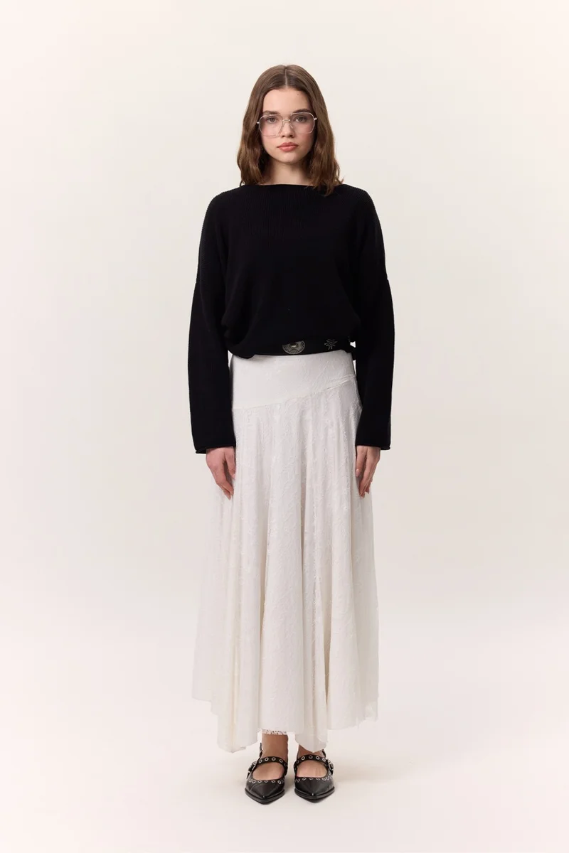 Manuka Lace Wide Skirt Ecru